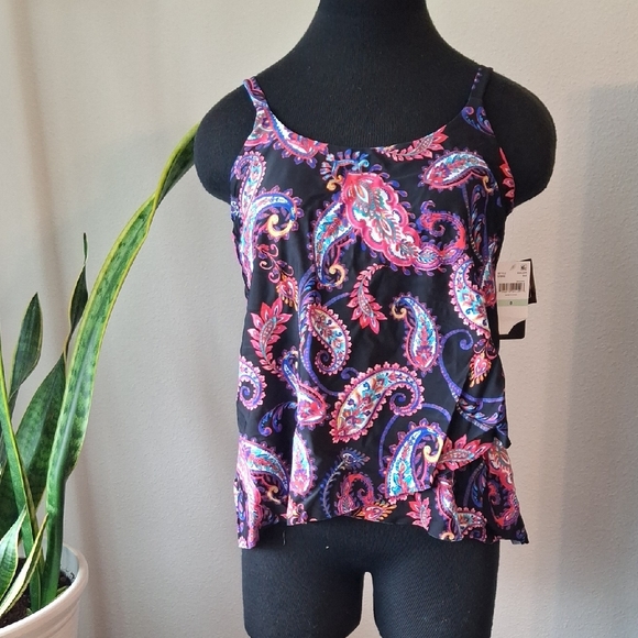Island Escape Other - Island Escape Pink and Blue Sleeveless Fitted Swim Top Size 8